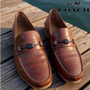 Coach Brown Saddle Mott Drivers Leather Loafers Men's 9D Horsebit Buckle Slip On